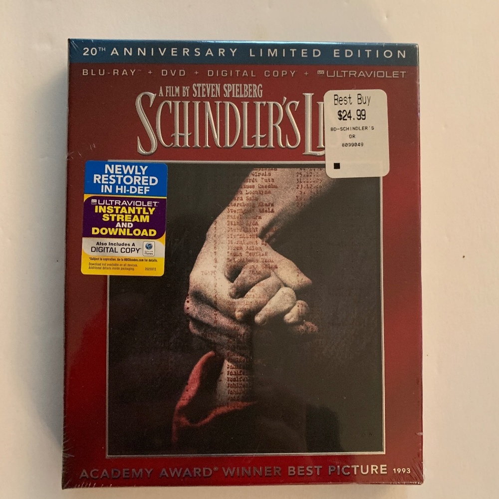Schindler's List Blu Ray/DVD (New)